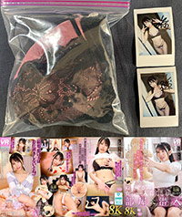 「【8K VR】ぬいぐるみになって女の一人暮らしの部屋に潜入 しおりさん」の撮影でしおりさんが使用したブラジャー＋パンティ＋チェキ (UN-ISHO-URVRSP-453-1)